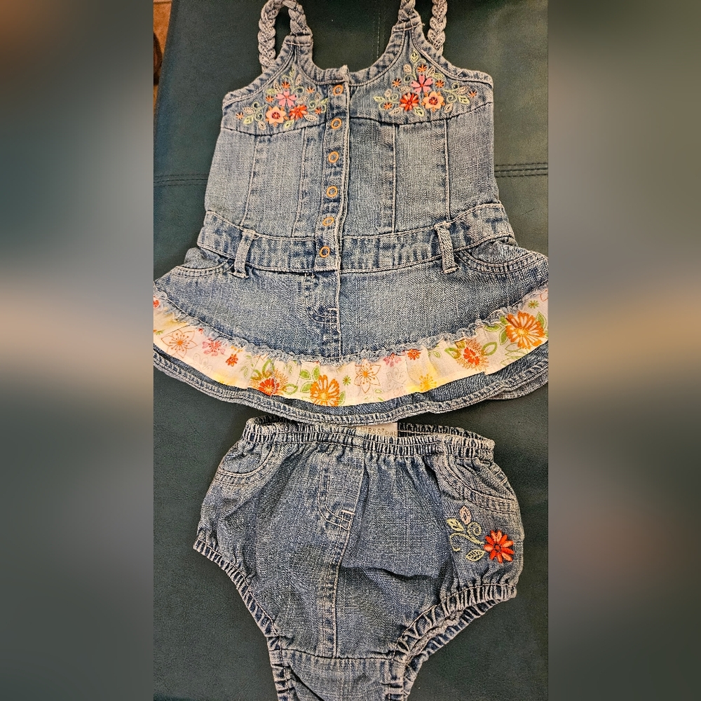 Floral Embroidered Denim Skirt for Women